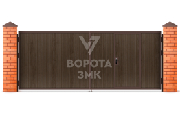 Деревянные распашные ворота с калиткой 2000×2000 ЗМК-5258